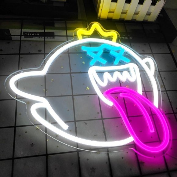 Boo Mario Kart Ghost Cartoon Video Game Neon Light Decor Man Cave Kid/Teen Room - Picture 2 of 6